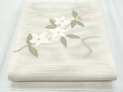 平和屋着物＊夏物　八寸名古屋帯　絽綴れ　枝花文　金銀糸　正絹　逸品　CABJ4719fb