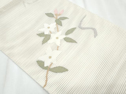 平和屋着物＊夏物　八寸名古屋帯　絽綴れ　枝花文　金銀糸　正絹　逸品　CABJ4719fb