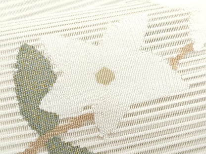 平和屋着物＊夏物　八寸名古屋帯　絽綴れ　枝花文　金銀糸　正絹　逸品　CABJ4719fb