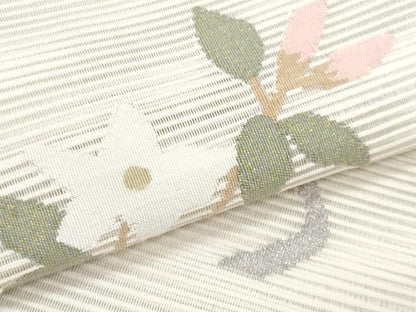 平和屋着物＊夏物　八寸名古屋帯　絽綴れ　枝花文　金銀糸　正絹　逸品　CABJ4719fb