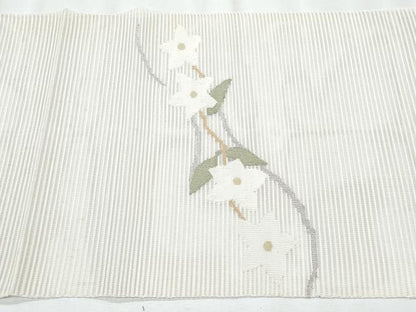 平和屋着物＊夏物　八寸名古屋帯　絽綴れ　枝花文　金銀糸　正絹　逸品　CABJ4719fb