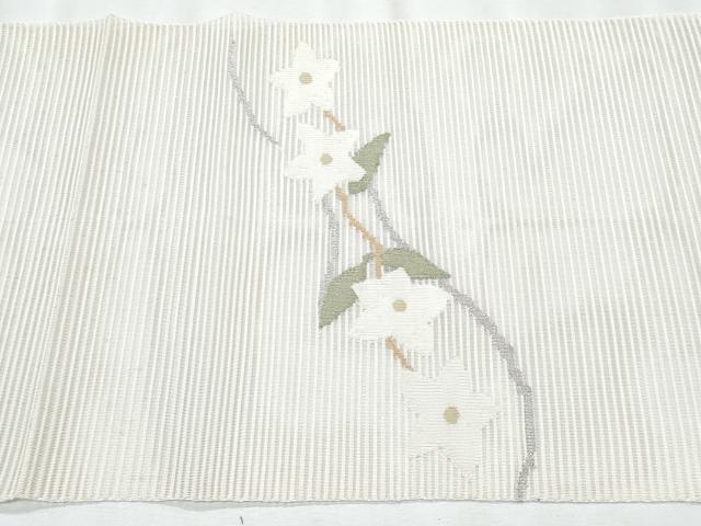 平和屋着物＊夏物　八寸名古屋帯　絽綴れ　枝花文　金銀糸　正絹　逸品　CABJ4719fb