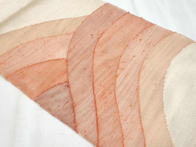 平和屋着物＊夏物　八寸名古屋帯　立波文　正絹　逸品　CABJ4724fb