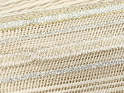 平和屋着物＊夏物　八寸名古屋帯　絽綴れ　横段文　金銀糸　正絹　逸品　CABJ4725fb