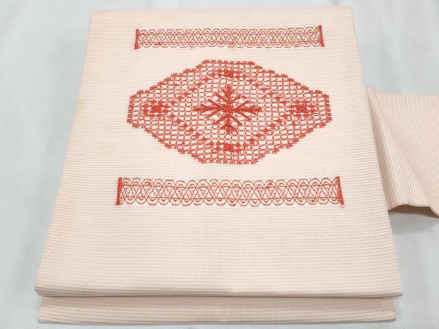 平和屋着物＊夏物　九寸名古屋帯　ドロンワーク　花菱文　正絹　逸品　CABJ4728fb