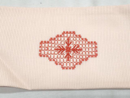 平和屋着物＊夏物　九寸名古屋帯　ドロンワーク　花菱文　正絹　逸品　CABJ4728fb