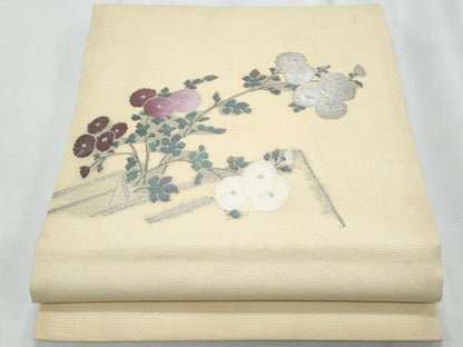 平和屋着物＊夏物　九寸開き名古屋帯　万寿菊　金銀糸　正絹　逸品　CABJ4729fb