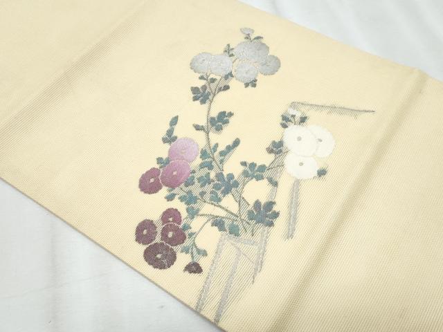 平和屋着物＊夏物　九寸開き名古屋帯　万寿菊　金銀糸　正絹　逸品　CABJ4729fb