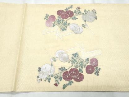 平和屋着物＊夏物　九寸開き名古屋帯　万寿菊　金銀糸　正絹　逸品　CABJ4729fb