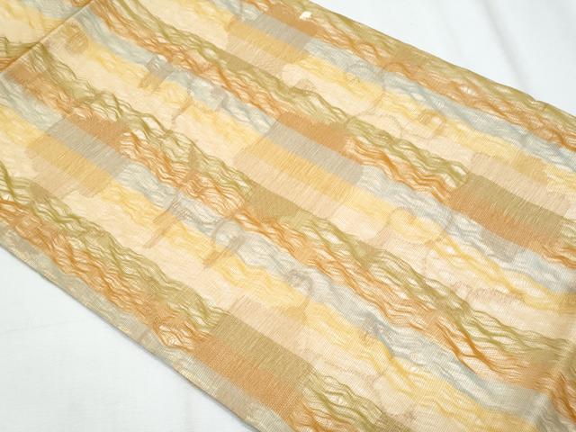 平和屋着物＊夏物　九寸開き名古屋帯　櫛織り　唐草間道　正絹　逸品　CABJ4730fb