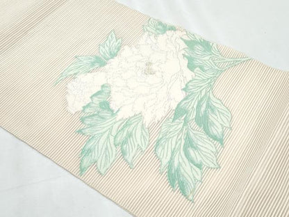 平和屋着物＊夏物　八寸名古屋帯　絽綴れ　枝花文　金銀糸　正絹　逸品　CABJ4731fb
