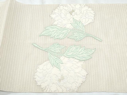 平和屋着物＊夏物　八寸名古屋帯　絽綴れ　枝花文　金銀糸　正絹　逸品　CABJ4731fb