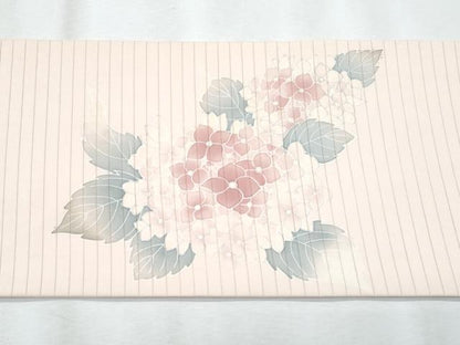 平和屋着物＊夏物　絽塩瀬　九寸名古屋帯　紫陽花　銀彩　正絹　逸品　CABJ4732fb