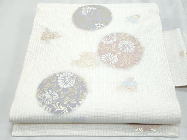 平和屋着物＊夏物　九寸名古屋帯　花丸文　金銀糸　正絹　逸品　CABJ4734fb