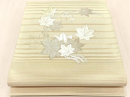平和屋着物＊夏物　八寸名古屋帯　絽綴れ　駒刺繍　楓 　正絹　逸品　CABJ4738fb