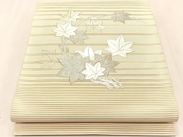 平和屋着物＊夏物　八寸名古屋帯　絽綴れ　駒刺繍　楓 　正絹　逸品　CABJ4738fb