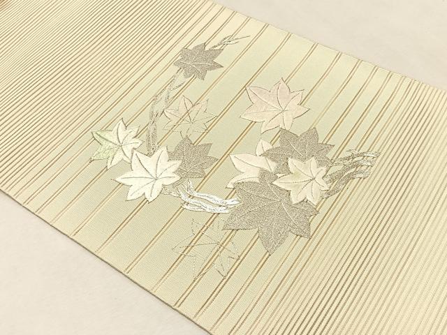 平和屋着物＊夏物　八寸名古屋帯　絽綴れ　駒刺繍　楓 　正絹　逸品　CABJ4738fb
