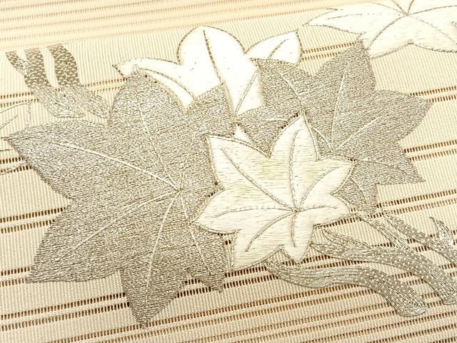 平和屋着物＊夏物　八寸名古屋帯　絽綴れ　駒刺繍　楓 　正絹　逸品　CABJ4738fb