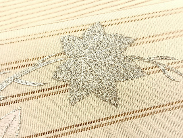 平和屋着物＊夏物　八寸名古屋帯　絽綴れ　駒刺繍　楓 　正絹　逸品　CABJ4738fb