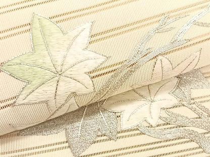 平和屋着物＊夏物　八寸名古屋帯　絽綴れ　駒刺繍　楓 　正絹　逸品　CABJ4738fb