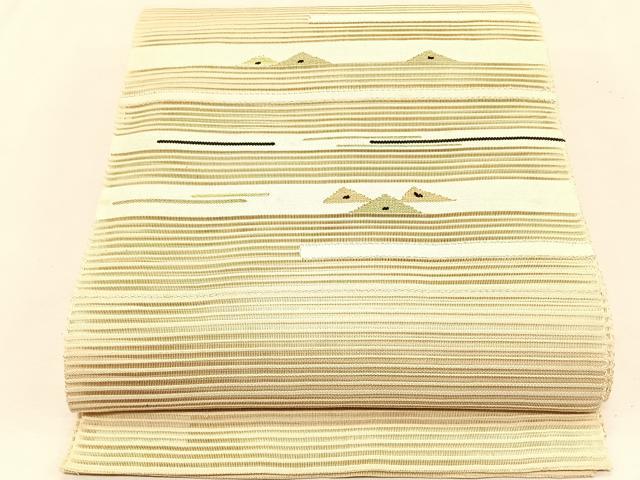 平和屋着物＊夏物　八寸名古屋帯　絽綴れ　横段文　金糸　正絹　逸品　CABJ4740fb