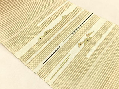 平和屋着物＊夏物　八寸名古屋帯　絽綴れ　横段文　金糸　正絹　逸品　CABJ4740fb