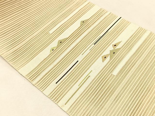 平和屋着物＊夏物　八寸名古屋帯　絽綴れ　横段文　金糸　正絹　逸品　CABJ4740fb
