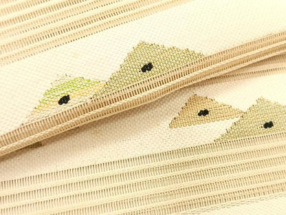 平和屋着物＊夏物　八寸名古屋帯　絽綴れ　横段文　金糸　正絹　逸品　CABJ4740fb