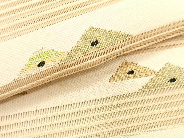 平和屋着物＊夏物　八寸名古屋帯　絽綴れ　横段文　金糸　正絹　逸品　CABJ4740fb