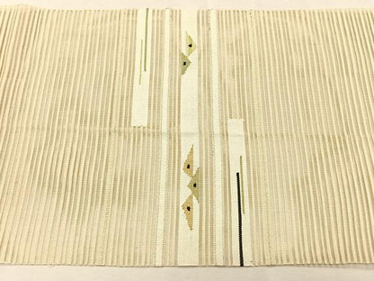 平和屋着物＊夏物　八寸名古屋帯　絽綴れ　横段文　金糸　正絹　逸品　CABJ4740fb