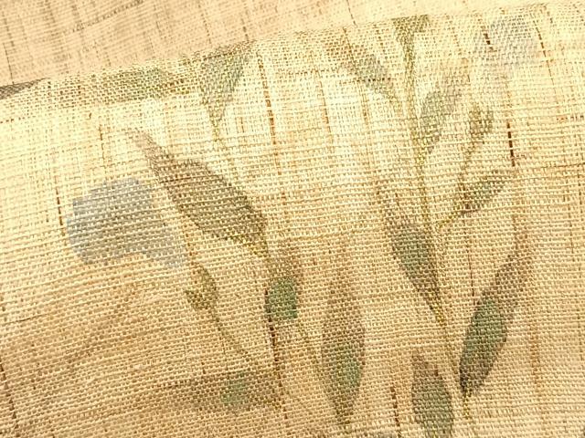 平和屋着物＊夏物　染色作家　桐山紫香　手描き　九寸名古屋帯　桔梗　麻　逸品　CABJ4745fb