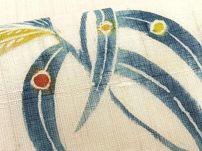 平和屋着物＊夏物　九寸名古屋帯　紬地　型染め　枝花文　正絹　逸品　CABJ4749fb