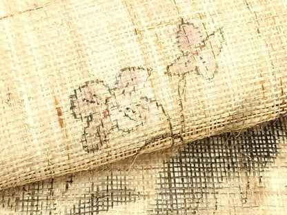平和屋着物＊夏物　九寸名古屋帯　手描き　枝花文　麻　逸品　CABJ4750fb