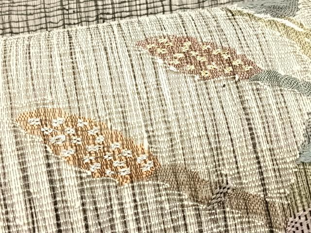 平和屋着物＊夏物　九寸名古屋帯　すくい織　トンボ　枝葉文　金銀糸　正絹　逸品　CABJ4753fb