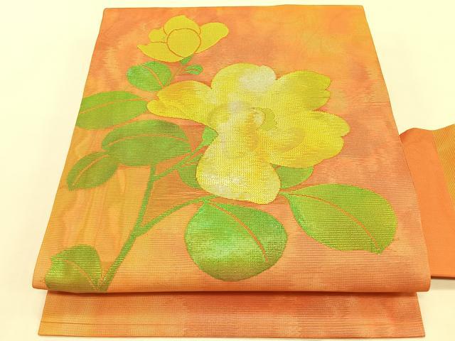 平和屋着物＊夏物　九寸名古屋帯　枝花文　正絹　逸品　CABJ4754fb