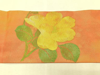 平和屋着物＊夏物　九寸名古屋帯　枝花文　正絹　逸品　CABJ4754fb