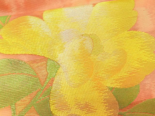 平和屋着物＊夏物　九寸名古屋帯　枝花文　正絹　逸品　CABJ4754fb