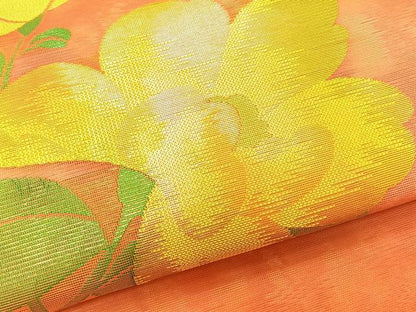 平和屋着物＊夏物　九寸名古屋帯　枝花文　正絹　逸品　CABJ4754fb