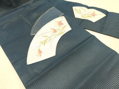 平和屋着物＊夏物　九寸名古屋帯　駒刺繍　総刺繍　地紙重ね桔梗文　正絹　逸品　CABJ4761fb