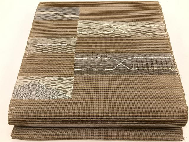 平和屋着物＊夏物　八寸名古屋帯　絽綴れ　横段文　正絹　逸品　CABJ4762fb