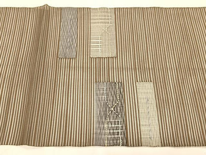 平和屋着物＊夏物　八寸名古屋帯　絽綴れ　横段文　正絹　逸品　CABJ4762fb