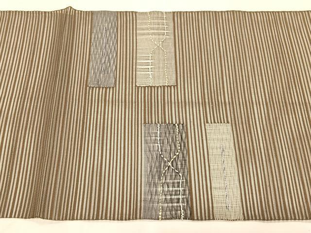 平和屋着物＊夏物　八寸名古屋帯　絽綴れ　横段文　正絹　逸品　CABJ4762fb