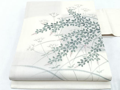 平和屋着物＊夏物　九寸名古屋帯　手描き　草花文　正絹　逸品　CABJ4764fb