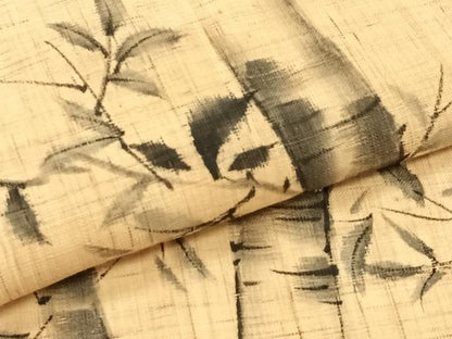 平和屋着物＊夏物　九寸名古屋帯　手描き　枝葉竹文　麻　逸品　CABJ4765fb