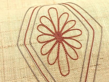 平和屋着物＊夏物　八寸名古屋帯　総刺繍　亀甲花文　正絹　逸品　CABJ4766fb