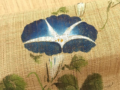 平和屋着物＊夏物　八寸名古屋帯　手描き　朝顔　帯反物　麻　逸品　CABJ4767fb