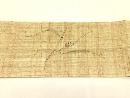 平和屋着物＊夏物　九寸名古屋帯　手描き　夏虫　麻　逸品　CABJ4768fb