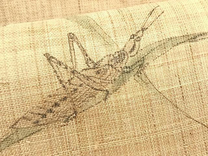 平和屋着物＊夏物　九寸名古屋帯　手描き　夏虫　麻　逸品　CABJ4768fb