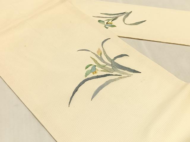 平和屋着物＊夏物　九寸名古屋帯　草花文　和紙　正絹　逸品　CABJ4769fb