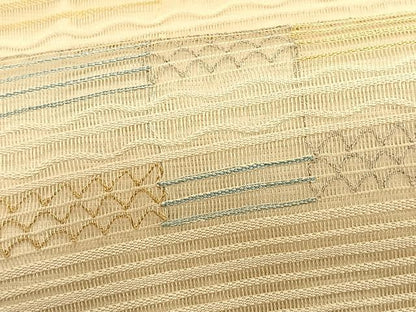 平和屋着物＊夏物　八寸名古屋帯　絽綴れ　幾何学文様　金銀糸　正絹　逸品　CABJ4770fb